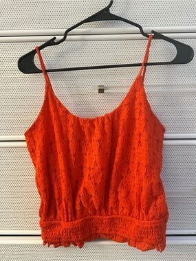 Lace Cropped Cami Top in Vibrant Orange